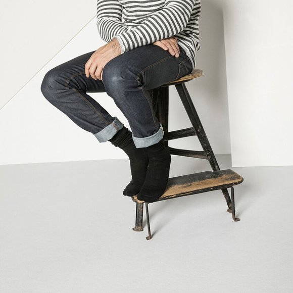 BIRKENSTOCK MENS NEW BLACK COTTON POLY ELASTANE FOOTBED COMFORT SOLE SOCKS 12-14 - Picture 12 of 14